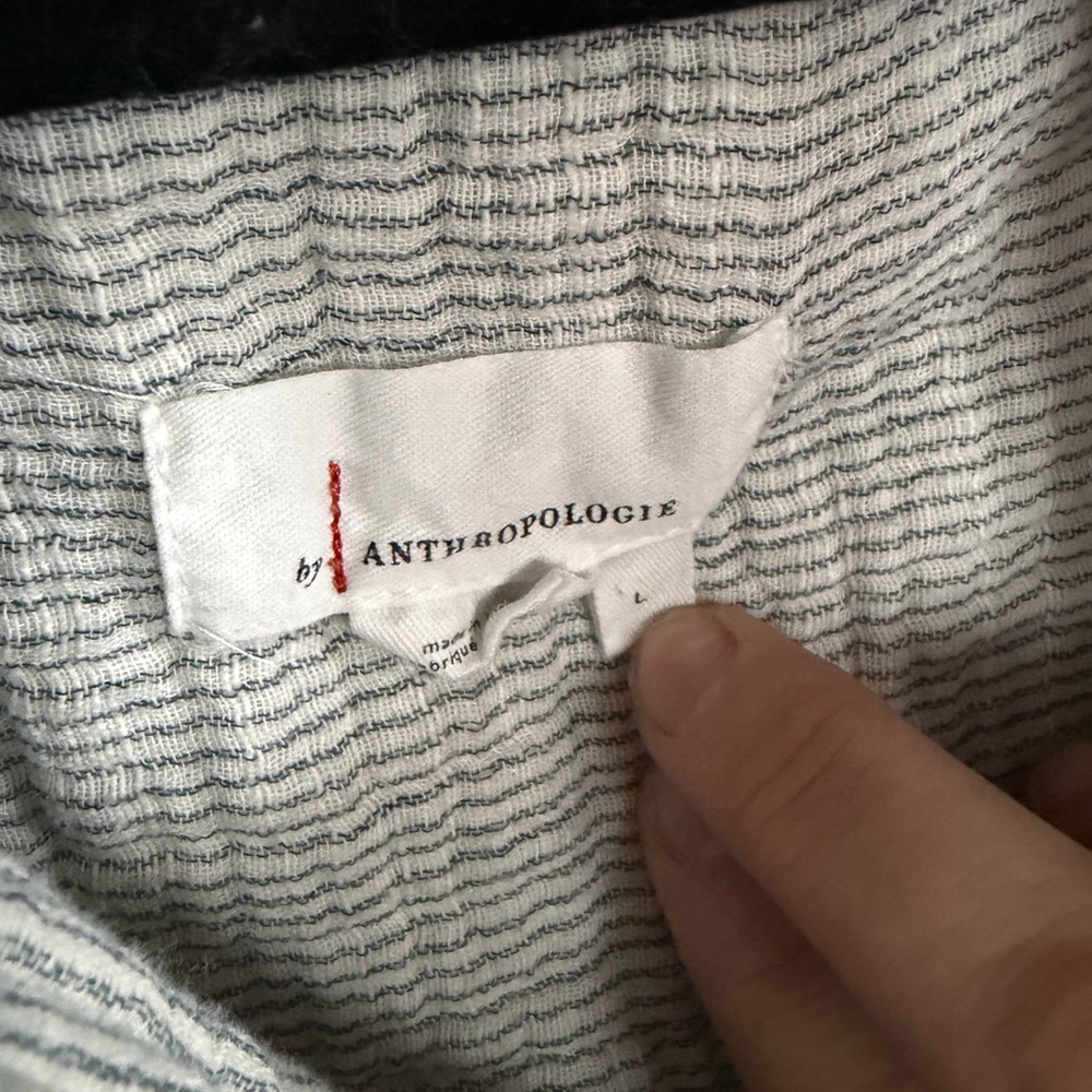 🤍 Anthropologie Striped Gauze Popover Tunic | High-Low | L - Picture 6 of 7